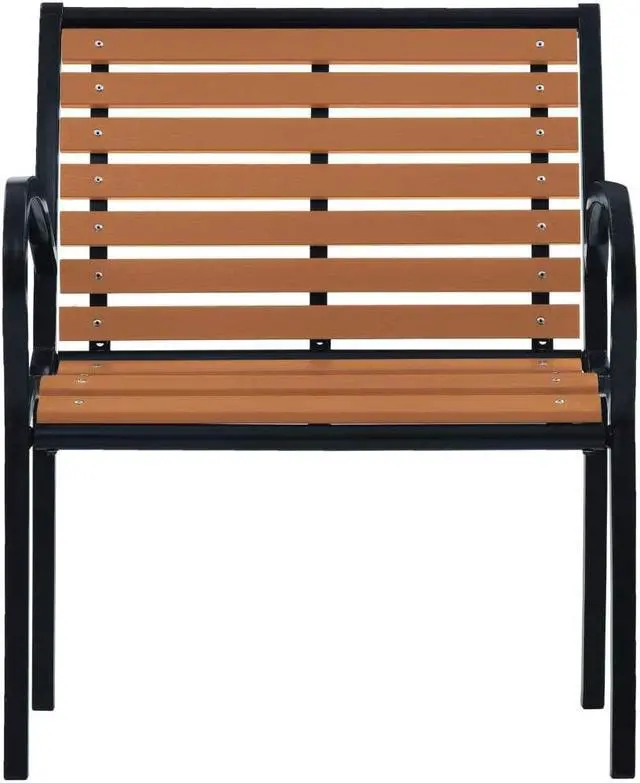 Alt view image 13 of 20 - vidaXL Patio Chairs 2 Pcs Outdoor Dining Chair Steel and WPC Black and Brown