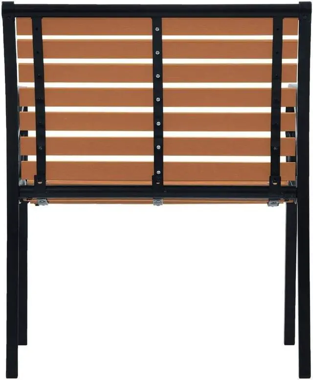 Alt view image 15 of 20 - vidaXL Patio Chairs 2 Pcs Outdoor Dining Chair Steel and WPC Black and Brown