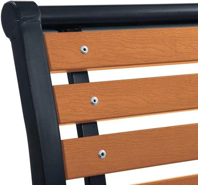 Alt view image 16 of 20 - vidaXL Patio Chairs 2 Pcs Outdoor Dining Chair Steel and WPC Black and Brown