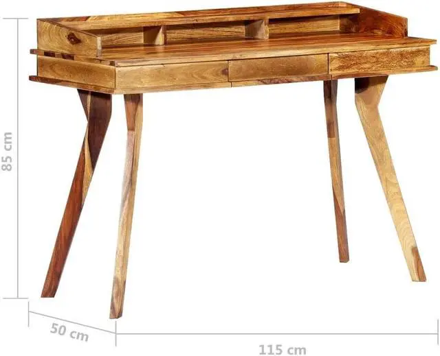 Alt view image 15 of 15 - vidaXL Writing Desk Brown Solid Acacia Wood Medium Writing Desk