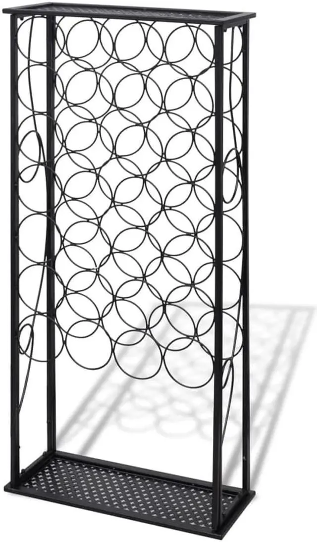 Alt view image 7 of 18 - vidaXL Wine Rack Wine Bottle Holder for 28 Bottles Floor Wine Cabinet Metal