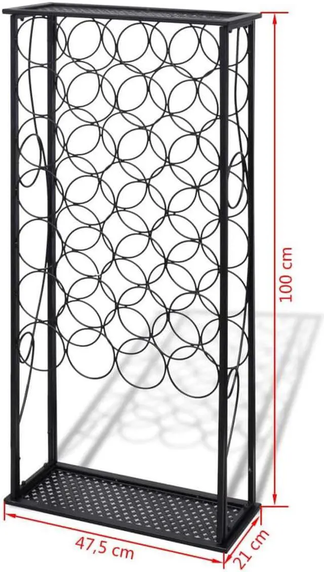Alt view image 10 of 18 - vidaXL Wine Rack Wine Bottle Holder for 28 Bottles Floor Wine Cabinet Metal