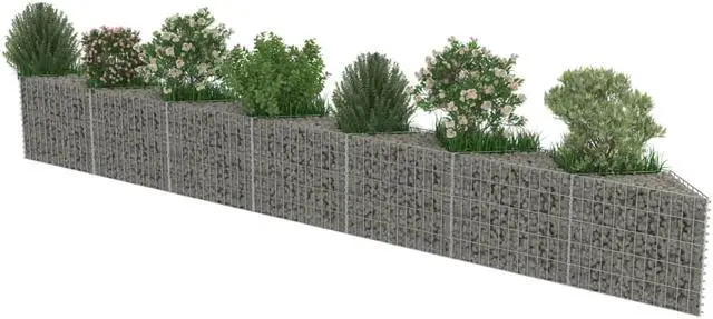 Alt view image 11 of 18 - vidaXL Gabion Wall Galvanized Steel 177.2"x11.8"x19.7" Stone Basket Cage Fence