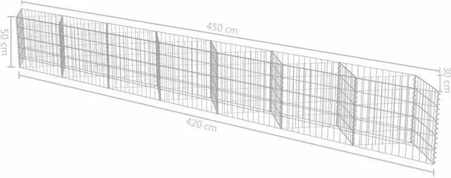 Alt view image 15 of 18 - vidaXL Gabion Wall Galvanized Steel 177.2"x11.8"x19.7" Stone Basket Cage Fence