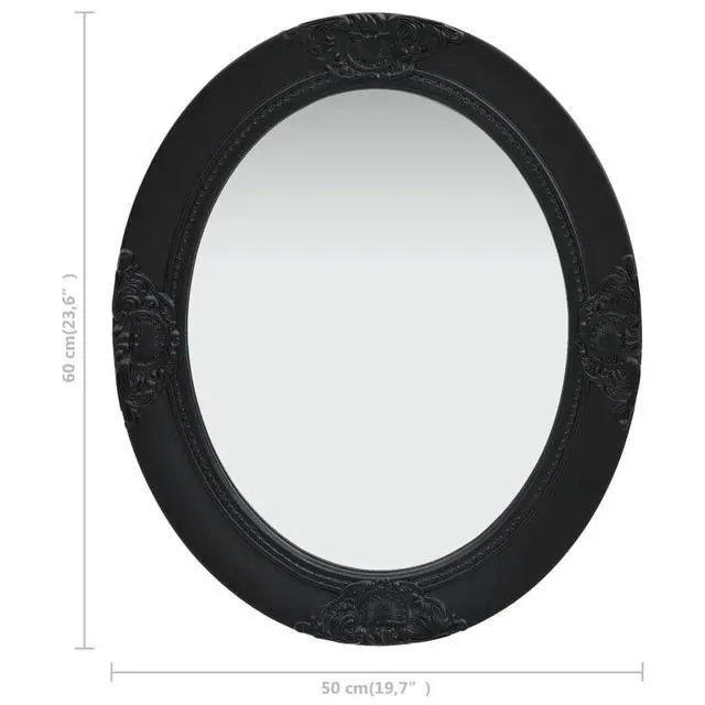 Alt view image 15 of 18 - vidaXL Wall Mirror Baroque Hanging Oval Mirror for Bedroom Living Room Black