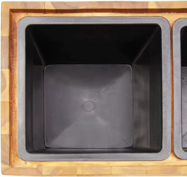 Alt view image 11 of 13 - vidaXL Solid Acacia Wood Garden Planter with 3 Pots Raised Bed Flower Box