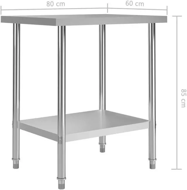 Alt view image 14 of 17 - vidaXL Work Table Stainless Steel Table for Restaurant Home and Hotel Commercia