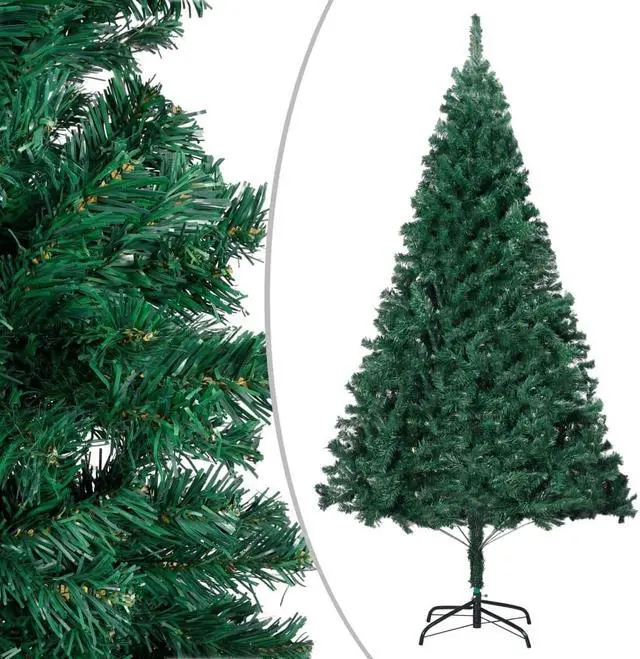 Alt view image 10 of 18 - vidaXL Christmas Tree Artificial Tree with Stand and Thick Branches Green PVC