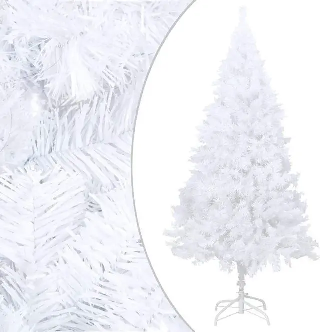 Alt view image 9 of 14 - vidaXL Christmas Tree Artificial Tree with Stand and Thick Branches White PVC
