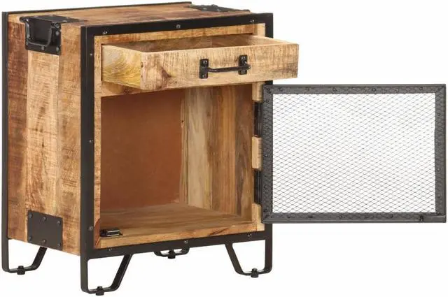 Alt view image 14 of 17 - vidaXL Cabinet Nightstand Side End Table for Bedroom Solid Rough Wood Mango