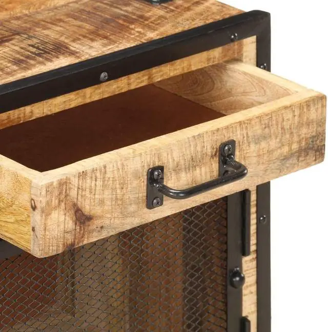 Alt view image 16 of 17 - vidaXL Cabinet Nightstand Side End Table for Bedroom Solid Rough Wood Mango