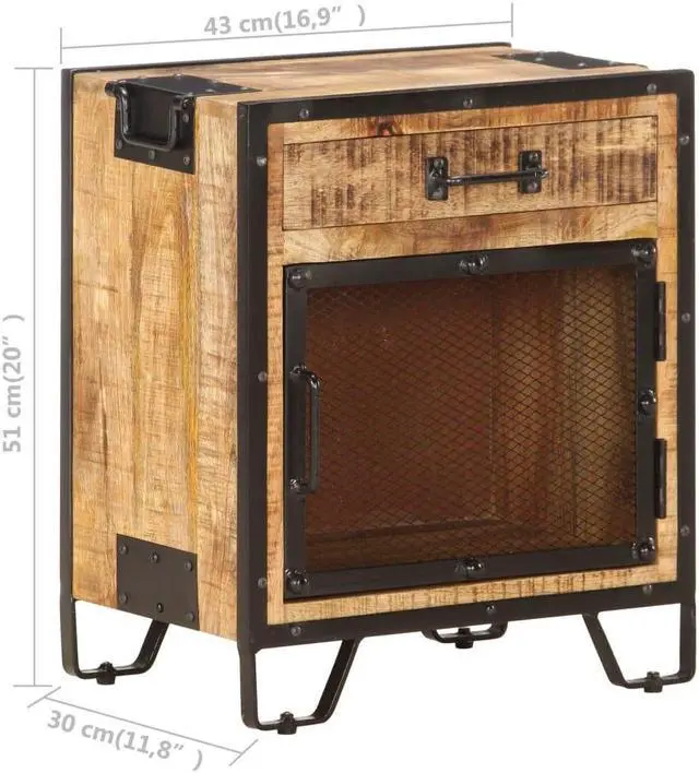 Alt view image 17 of 17 - vidaXL Cabinet Nightstand Side End Table for Bedroom Solid Rough Wood Mango