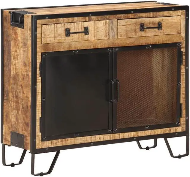 Alt view image 10 of 15 - vidaXL Solid Rough Mango Wood Sideboard Side Cabinet Wooden Furniture Storage