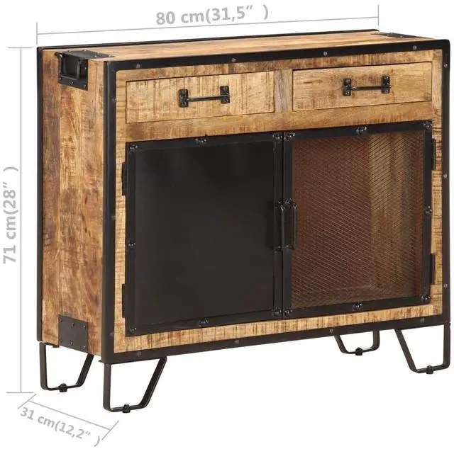 Alt view image 15 of 15 - vidaXL Solid Rough Mango Wood Sideboard Side Cabinet Wooden Furniture Storage