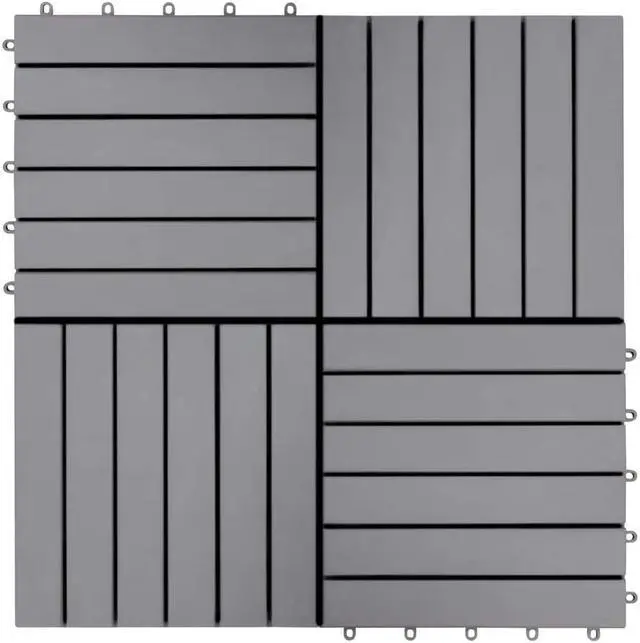 Alt view image 14 of 18 - vidaXL 10 pcs Decking Tiles, 11.8"x11.8", Solid Acacia Wood, Patio Tiles with Non-Slip Surface, Weather Resistant and Durable, Gray