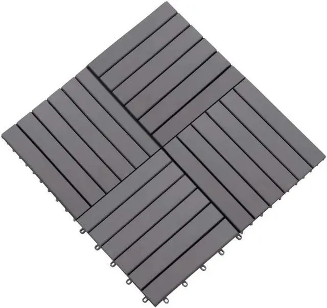 Alt view image 15 of 18 - vidaXL 10 pcs Decking Tiles, 11.8"x11.8", Solid Acacia Wood, Patio Tiles with Non-Slip Surface, Weather Resistant and Durable, Gray