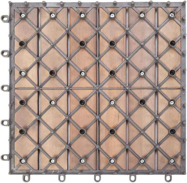 Alt view image 17 of 18 - vidaXL 10 pcs Decking Tiles, 11.8"x11.8", Solid Acacia Wood, Patio Tiles with Non-Slip Surface, Weather Resistant and Durable, Gray