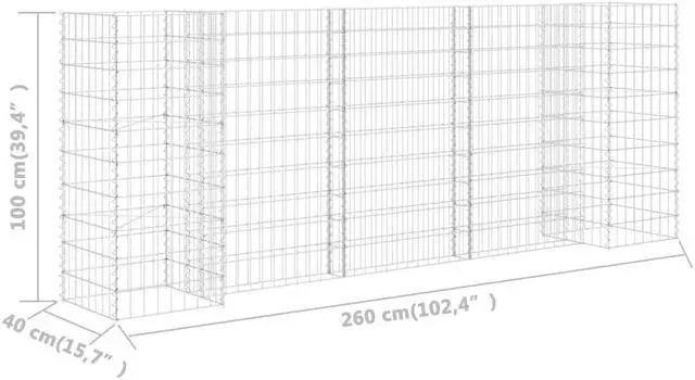 Alt view image 10 of 13 - vidaXL H-Shaped Gabion Planter Steel Wire 39.4" Flower Bed Basket Pot Garden