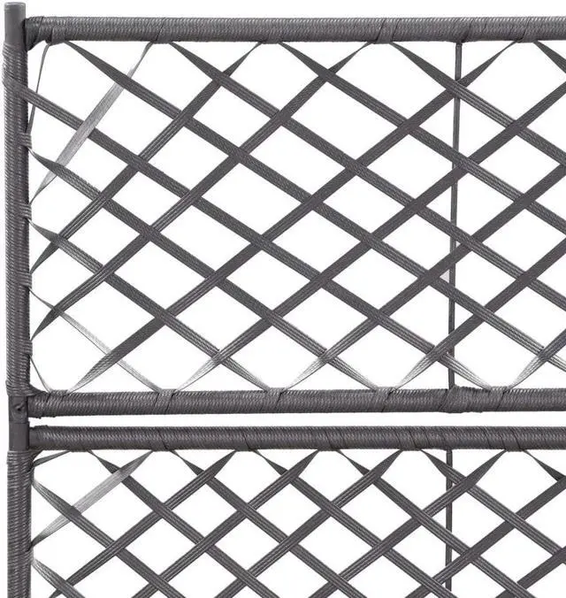 Alt view image 15 of 18 - vidaXL Trellis Raised Bed with 2 Pots Poly Rattan Black Planter Growing Box
