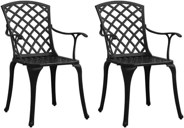 Alt view image 14 of 20 - vidaXL Patio Chairs 2 Pcs Patio Furniture for Garden Deck Cast Aluminum Black