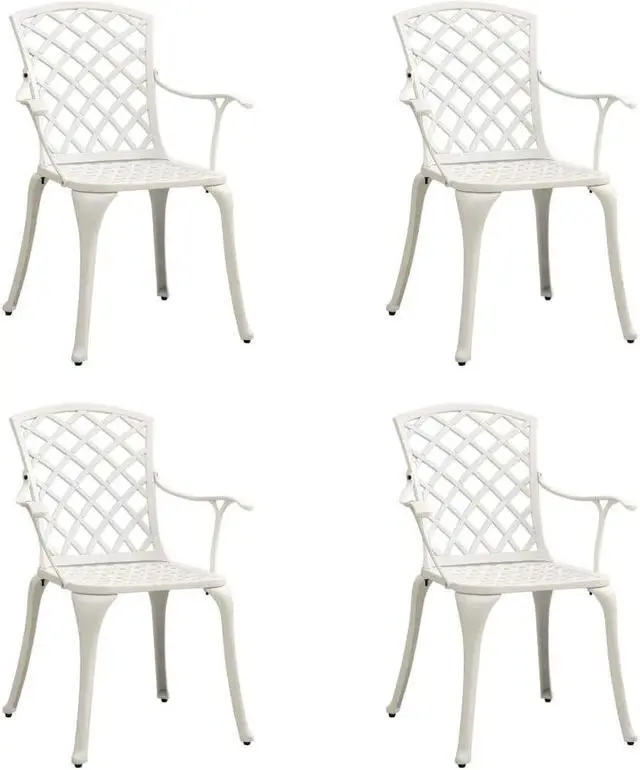 Alt view image 14 of 17 - vidaXL Patio Chairs 4 Pcs Patio Furniture for Garden Deck Cast Aluminum White