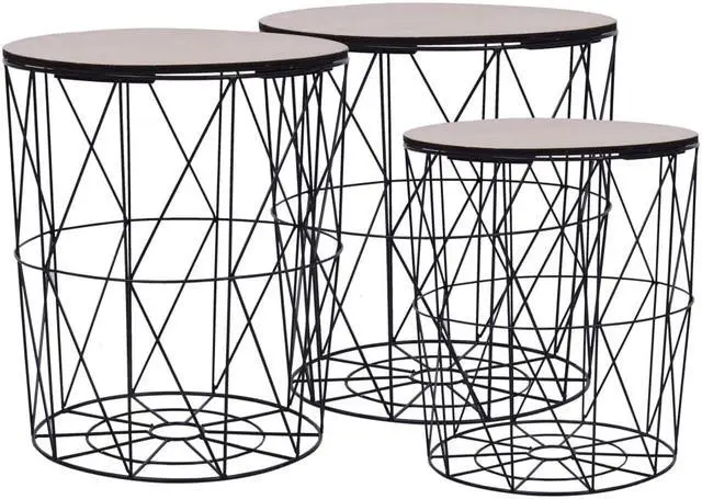 Alt view image 12 of 18 - vidaXL Coffee Table 3 Pcs Round End Sofa Table Living Room Furniture Black