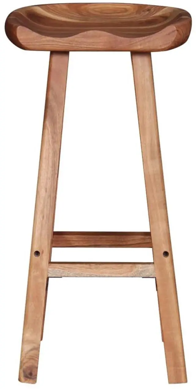 Alt view image 14 of 19 - vidaXL 2x Bar Stool Solid Acacia Wood Kitchen Counter Pub Chair Seat Furniture