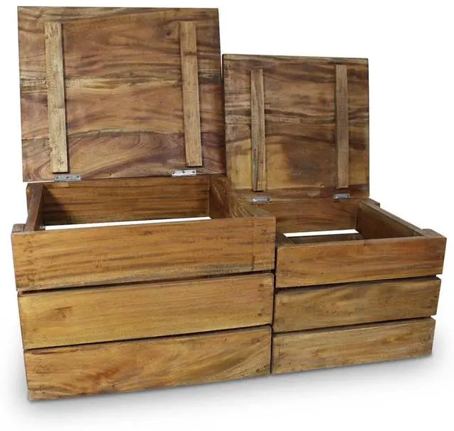Alt view image 13 of 20 - vidaXL Solid Reclaimed Wood Storage Crate Set 2 Piece Box Trunk Toy Organizer
