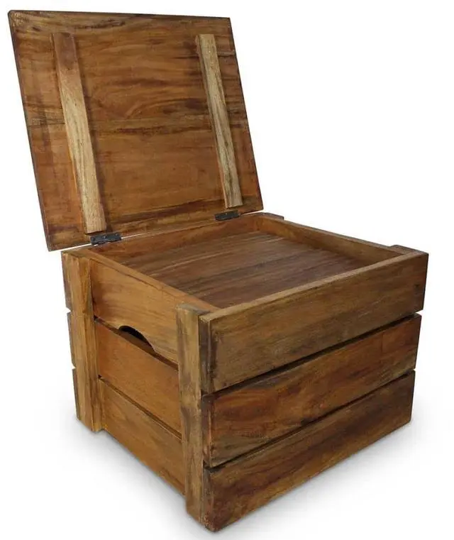 Alt view image 16 of 20 - vidaXL Solid Reclaimed Wood Storage Crate Set 2 Piece Box Trunk Toy Organizer