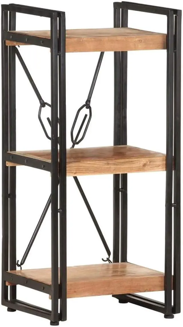 Alt view image 8 of 20 - vidaXL 3-Tier Solid Acacia Wood Bookcase 15.7" Bookshelf Stand Shelf Cabinet
