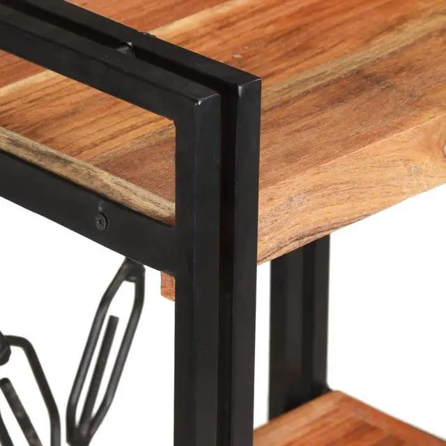 Alt view image 10 of 20 - vidaXL 3-Tier Solid Acacia Wood Bookcase 15.7" Bookshelf Stand Shelf Cabinet