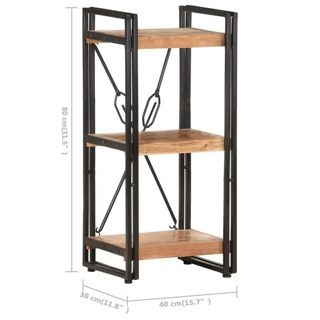 Alt view image 12 of 20 - vidaXL 3-Tier Solid Acacia Wood Bookcase 15.7" Bookshelf Stand Shelf Cabinet