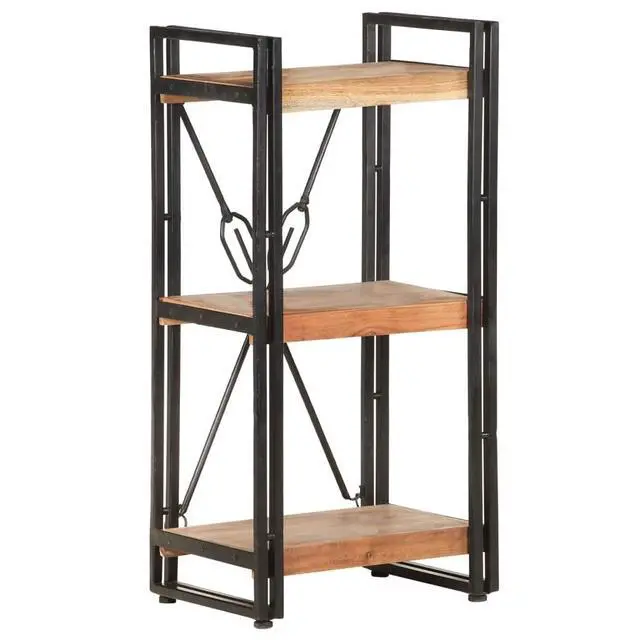 Alt view image 14 of 20 - vidaXL 3-Tier Solid Acacia Wood Bookcase 15.7" Bookshelf Stand Shelf Cabinet