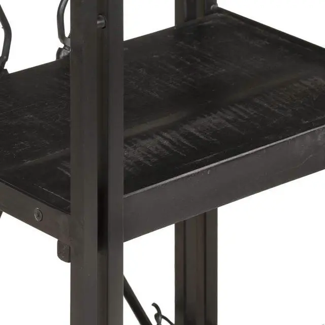 Alt view image 10 of 19 - vidaXL 3-Tier Solid Acacia Wood Bookcase Black 15.7" Bookshelf Stand Cabinet