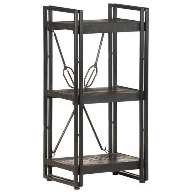 Alt view image 12 of 19 - vidaXL 3-Tier Solid Acacia Wood Bookcase Black 15.7" Bookshelf Stand Cabinet