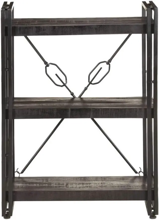 Alt view image 9 of 20 - vidaXL 3-Tier Solid Acacia Wood Bookcase Black 23.6" Bookshelf Stand Cabinet
