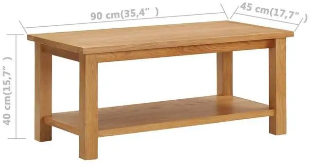 Alt view image 13 of 17 - vidaXL Solid Oak Wood Coffee Table Couch Accent Living Room Side End Storage