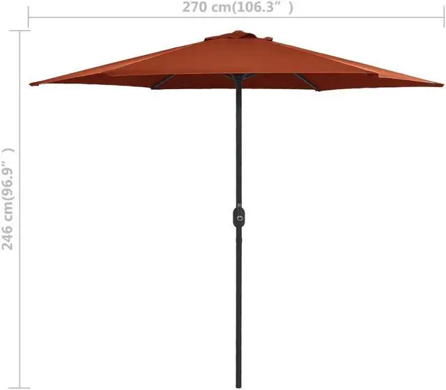 Alt view image 13 of 19 - vidaXL Garden Half Parasol with Pole 180x90 cm Terracotta