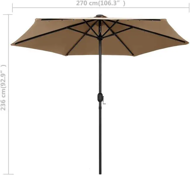 Alt view image 10 of 16 - vidaXL Outdoor Umbrella Patio Sunshade Parasol for Garden Backyard Deck Taupe