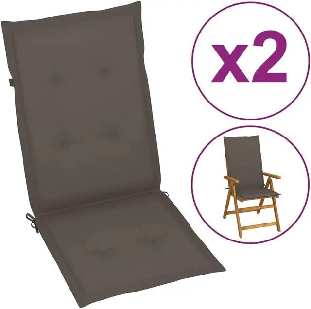 Alt view image 11 of 15 - vidaXL Chair Cushion 2 Pcs Outdoor Garden High Back Chair Cushion Taupe Fabric
