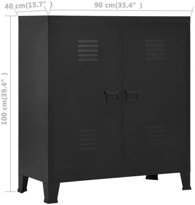 Alt view image 15 of 17 - vidaXL File Cabinet Sideboard Storage Chest Cabinet with Doors Black Steel