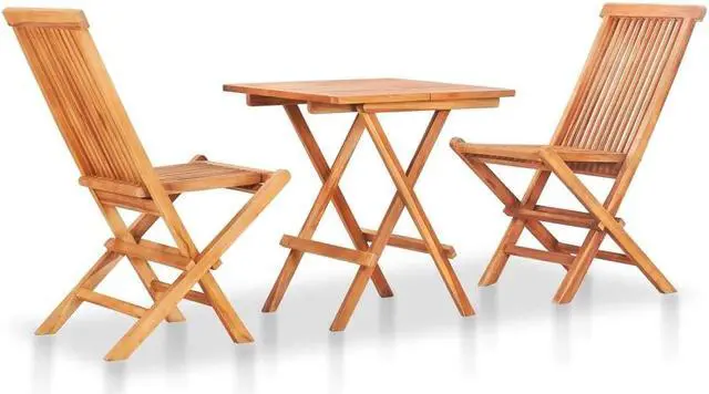 Alt view image 14 of 18 - vidaXL Patio Bistro Set Outdoor Bistro Table Chair 3 Piece Solid Teak Wood