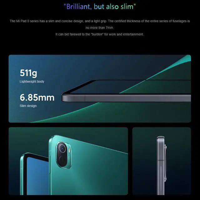 Alt view image 7 of 7 - Xiaomi Mi Pad 5 11.0-inch 2560x1600P LCD Display Tablet 6GB 128GB 8720mAh Battery Android 11-Green