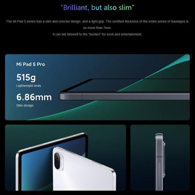 Alt view image 7 of 7 - Xiaomi Mi Pad 5 Pro 11.0-inch 2560x1600P LCD Display Tablet 6GB 128GB 8600mAh Battery Android 11-White