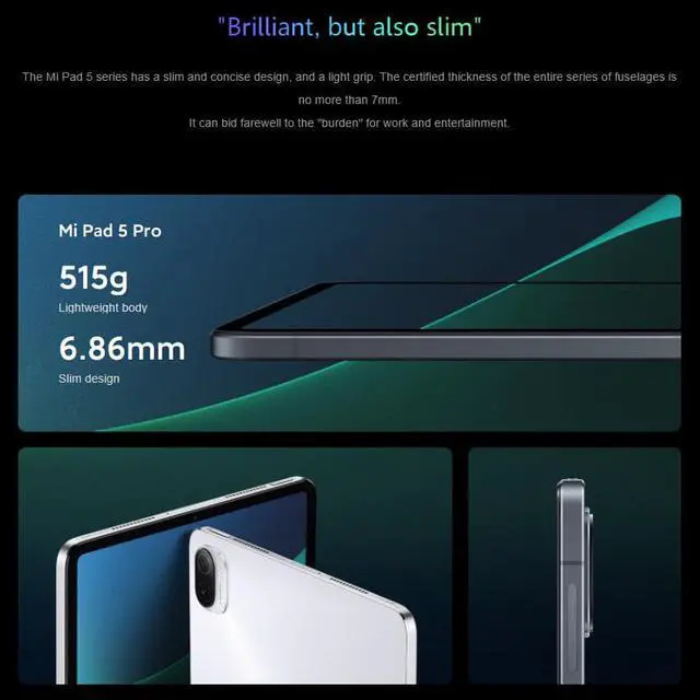 Alt view image 7 of 7 - Xiaomi Mi Pad 5 Pro 11.0-inch 2560x1600P LCD Display Tablet 6GB 256GB 8600mAh Battery Android 11-Black