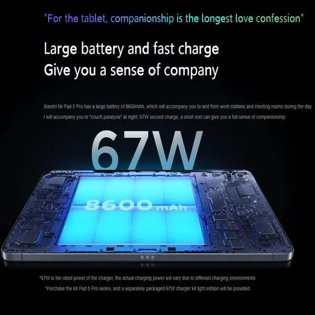 Alt view image 5 of 7 - Xiaomi Mi Pad 5 Pro 11.0-inch 2560x1600P LCD Display Tablet 6GB 256GB 8600mAh Battery Android 11-Black