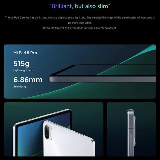 Alt view image 7 of 7 - Xiaomi Mi Pad 5 Pro 11.0-inch 2560x1600P LCD Display 5G Tablet 8GB 256GB 8600mAh Battery Android 11-Black