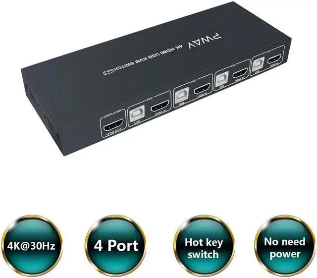 Alt view image 3 of 7 - PWAY PW-SH0401B 4Kx2K@30Hz 3D 1920*1080@60Hz HDMI KVM 4*1 SWITCH usb switch