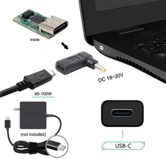 Alt view image 4 of 4 - Jimier USB 3.1 Type C USB-C to 5.0*1.0mm Adapter 90 Degree Angled Yellow UC-112-5010MM