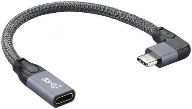 Alt view image 3 of 6 - FVH Left Right Angled USB-C USB 3.1 Type C Male to Female Extension Data Cable with Sleeve for Laptop UC-238-RI